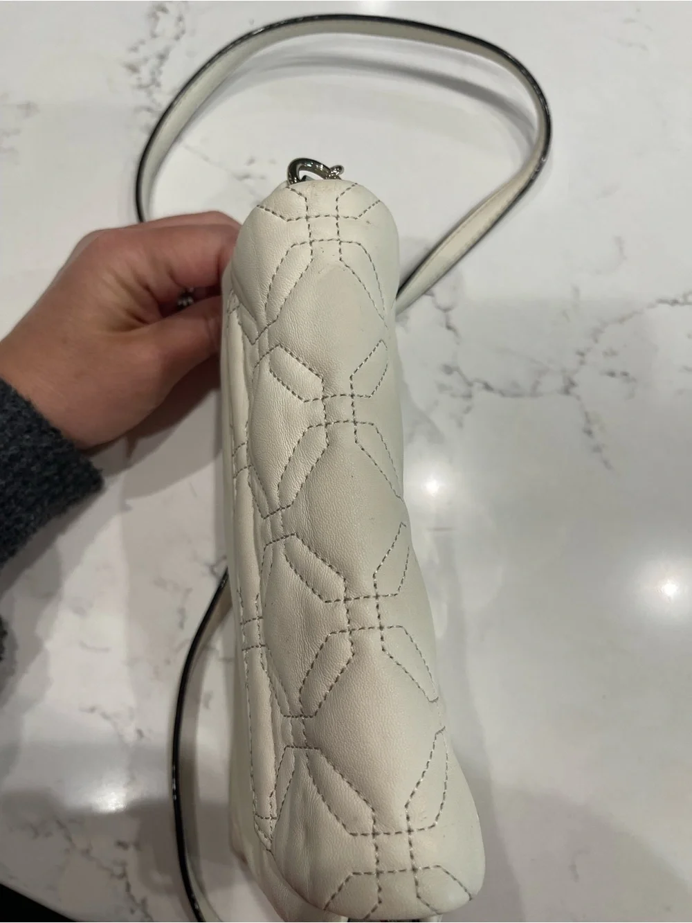 kate spade Cream Quilted Leather Crossbody with Silver-Tone Turnlock